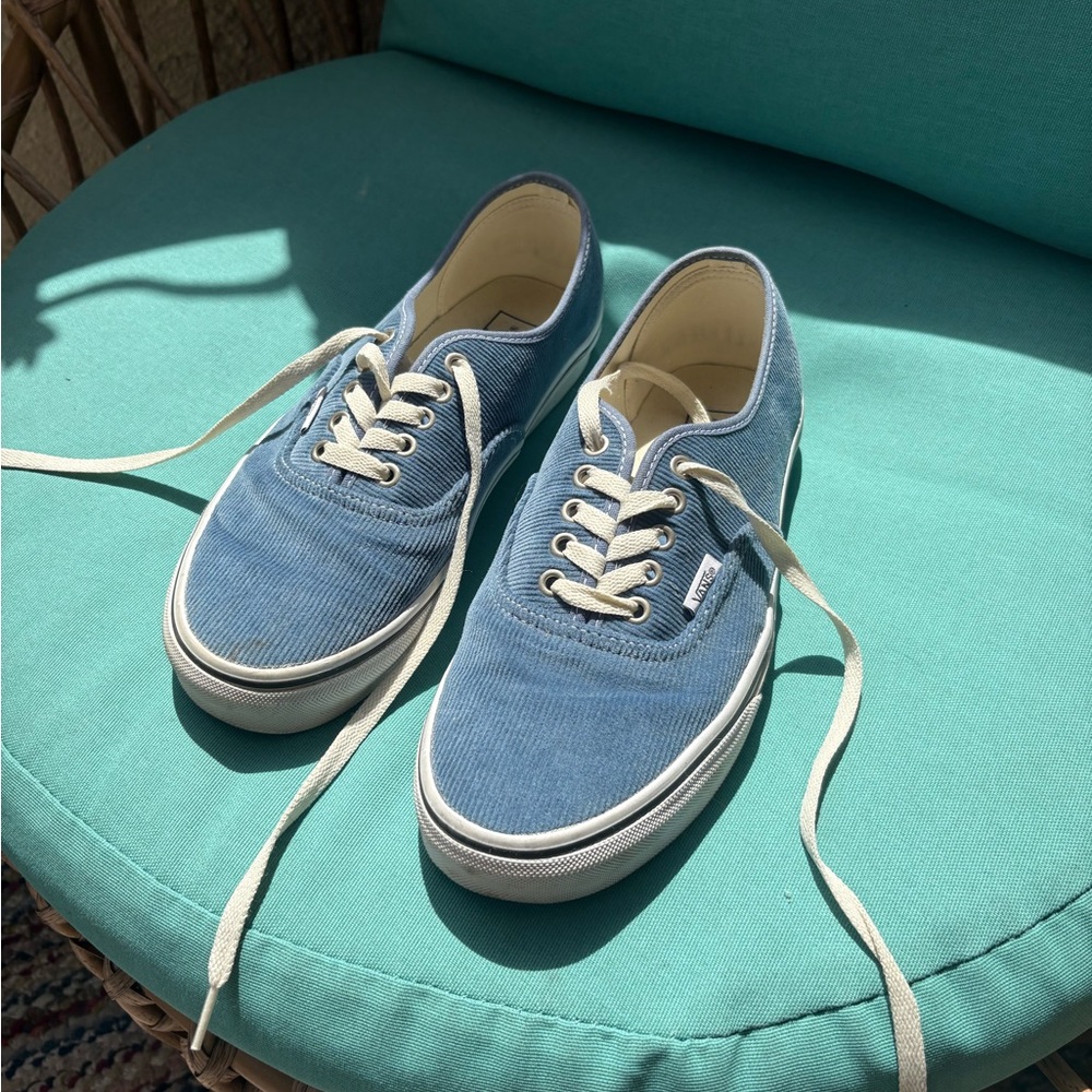 Vans Blue and White Corduroy Sneakers